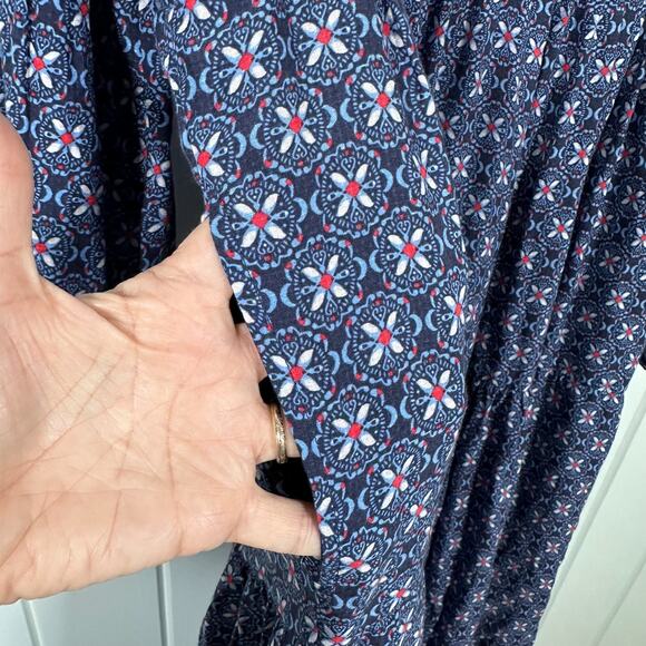 Anthropologie Maeve Dress Small Blue Midi Length Tiered Pockets Long Sleeve Boho - Picture 5 of 10